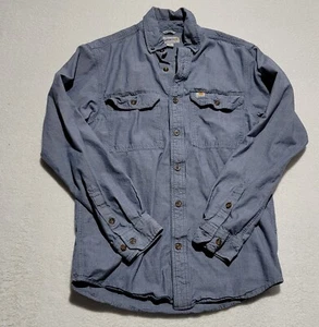 Camicia uomo Carhartt piccola blu chiaro denim manica lunga bottoni usata - Foto 1 di 4