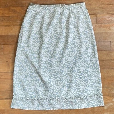 Falda Vintage Estampado Floral Talla Pequeña 28" Cintura Años 90 Verde Rayón Corte Recto Foto 1 de 4