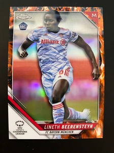 2021-22 Topps Chrome UEFA Women lineth beerensteyn Inferno Refractor RC Card /75 - Picture 1 of 3