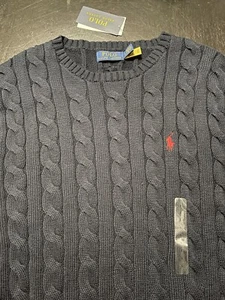 Polo Ralph Lauren Cable Knit Pullover Sweater, Navy, Size: Large - Picture 1 of 6