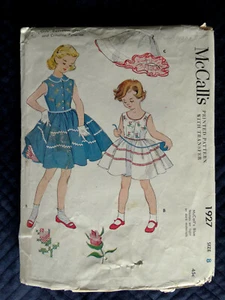 Vintage 1950s McCalls Pattern 1927 Sleeveless Dress Crinoline Sz 8 w/Transfer - Picture 1 of 4