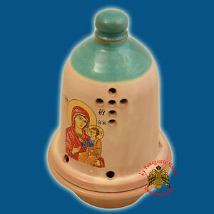 Orthodox Ceramic Traditional Bell Dome Oil Candle 5 Colours Made in Greece 