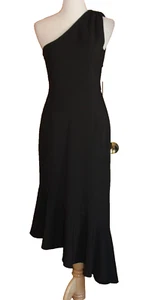 Anthropologie Hutch One Shoulder asymmetrisches Kleid mit Rüschensaum MEDIUM schwarz - Bild 1 von 5