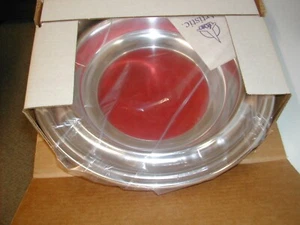 Artistic Manufacturing RW212S Silvertone offering plate, 12" diameter, red pad - Picture 1 of 2