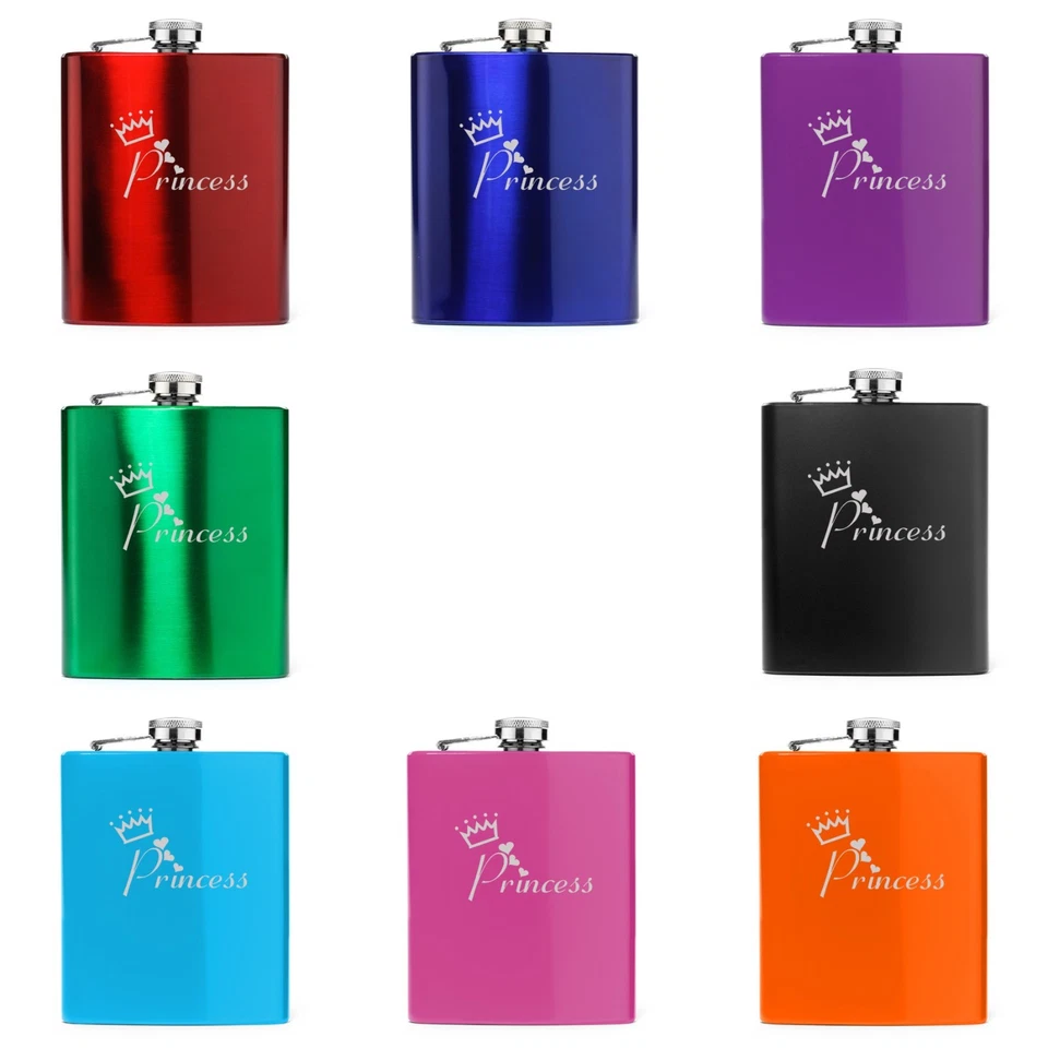 Frasco de cadera de acero inoxidable Princesa de 7 oz con corona Foto 1 de 1