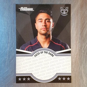 2016 NRL Traders Faces of the Game Card Shaun Johnson FOTG44 Warriors - Picture 1 of 2