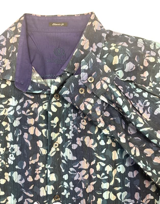 Bugatchi Floral Shirt Classic Fit Blue Purple Button Down Long Sleeve Mens XL - Image 1 of 4
