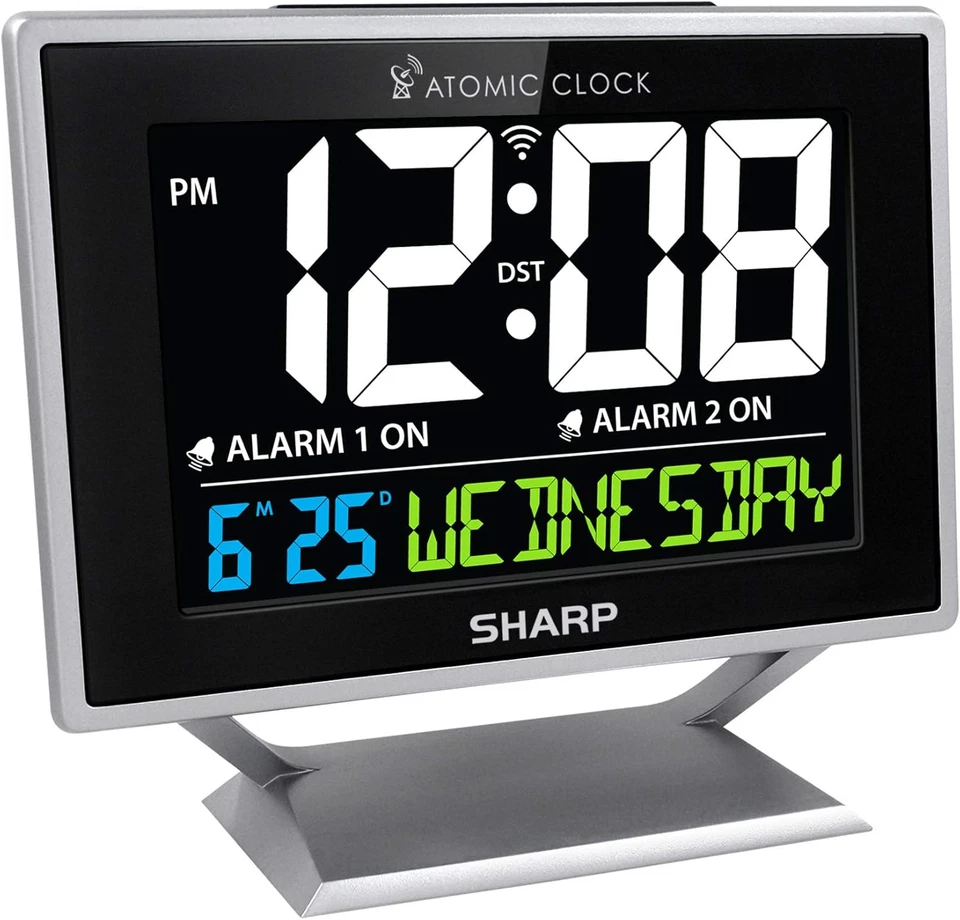 Sharp Dual Alarm Clock with Color Display and Atomic Time Accuracy - Image 1 of 4