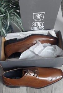 Mens STACY ADAMS NIB BROWN Oxford Lace Up SHOE SZ 10 - Picture 1 of 5