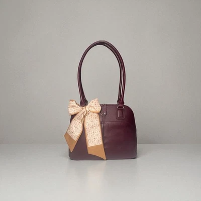 Bolsa satchel de ombro Tignanello A209642 couro pebbled borgonha níquel 2 alças - Imagem 1 de 4