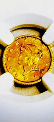 Fundación de Wells Fargo & Com. Oro 1852 $1 ERROR COMO NUEVO GOLPEADO A TRAVÉS DE ELITE 🪙  Foto 1 de 4