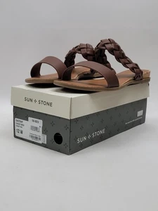 Sun + Stone Easten Womens Flat Sandal Choco US Size 12W - Picture 1 of 8