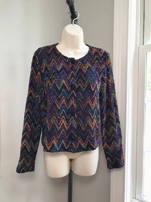 Vintage Michael Simon Fall Colors Chevron Cardigan Sweater - Women’s Medium EUC - Image 1 of 4