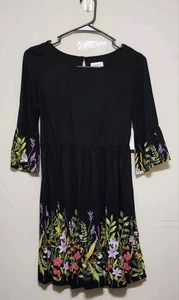 NWT Old Navy Girl's Teen's Fit & Flare Floral Bell-Sleeve Dress - Size L (10-12) - Picture 1 of 4