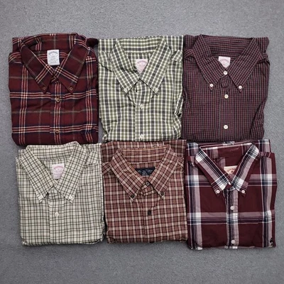 Lote de 6 camisas Brooks Brothers abotonadas para hombre grandes a cuadros manga larga informales Foto 1 de 4
