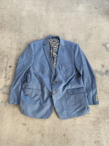 Lauren Ralph Lauren Blazer Mens Extra Large Blue Paisley Lined Two Button Jacket - Picture 1 of 17