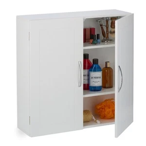 Mobiletto Bagno Muro 3 Ripiani Scaffale Parete Armadietto 2 Ante HLP: 60x60x20cm - Foto 1 di 7