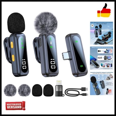 Mikrofon Handy Bluetooth Lavalier Wireless Ansteckmikrofon Kabellos Externes ... - Bild 1 von 4