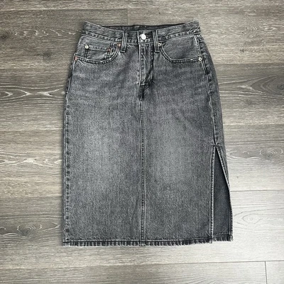 Levi’s Black Denim Midi Skirt Sz 27 Goth Grunge Grandma Cottage Western Y2K - Image 1 of 4