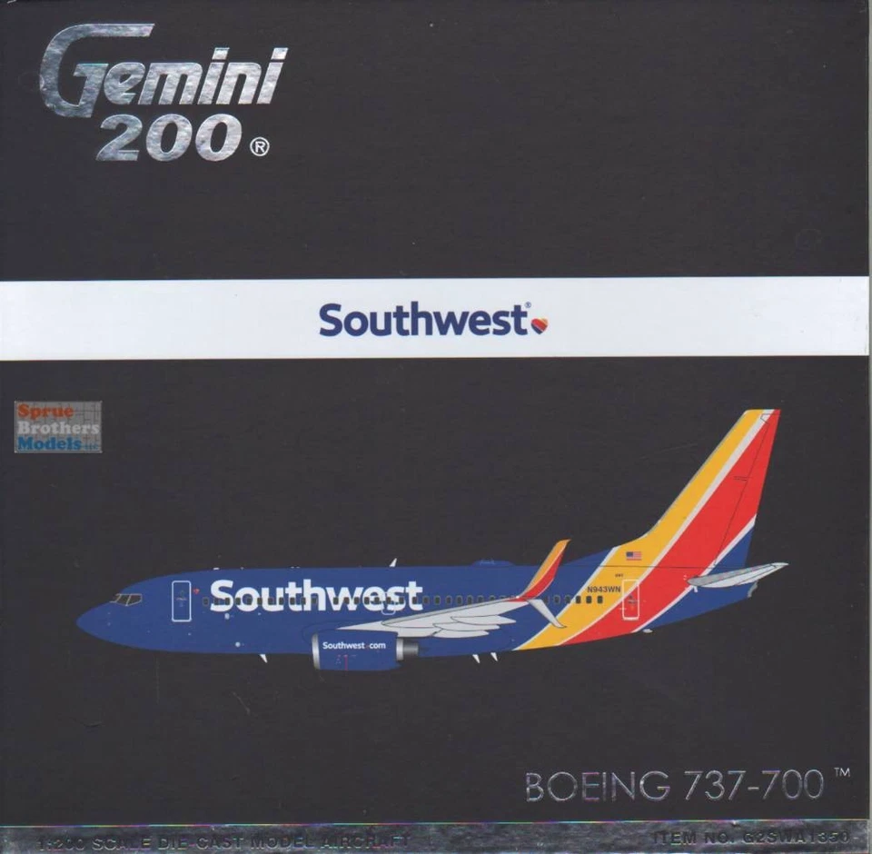 BOEING 737-700 AIRCRAFT "SOUTHWEST AIRLINES" 1/200 BY GEMINIJETS G2SWA1350