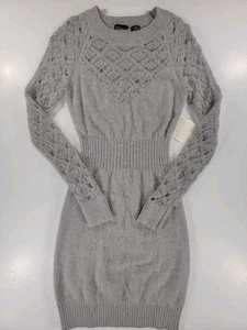 NEW Moda International Angora Rabbit Hair Sweater Dress Gray Long Sleeve Small - Picture 1 of 9