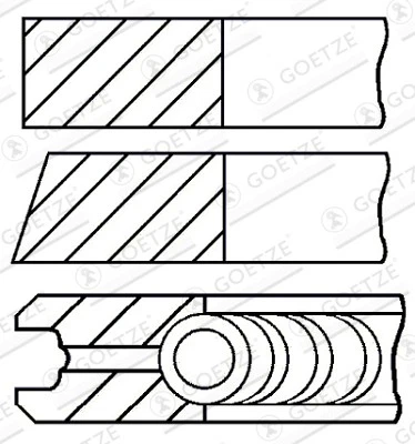 Piston Rings Kit (Single Cylinder) fits FIAT PANDA 1.2 2003 on Engine Goetze New - Image 1 of 4