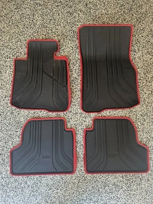 宝马 F32 428i 435i m4 Sportline 红色装饰橡胶脚垫 原始设备制造商 全天候垫 — 第 1/4 张图片