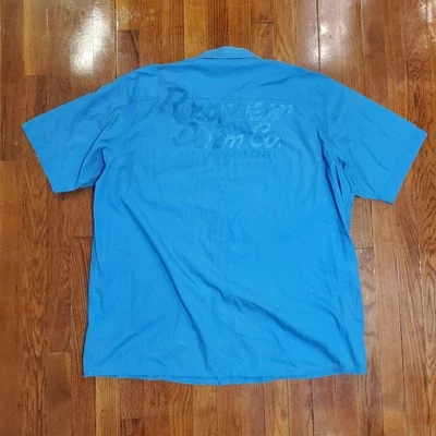 Rocawear Denim Co Shirt Mens 3XL Blue Short Sleeve Button Up Embroidered Pockets - Image 1 of 4