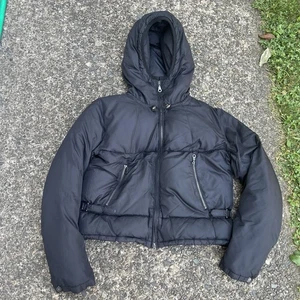 Marithe Francois Girbuad Puffer Black Jacket Hooded Full Zip Women’s M - Picture 1 of 6