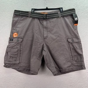 LEE Dungarees Men's Gray Vapor Belted Flat Front Casual Cargo Shorts Size 48 - Picture 1 of 9