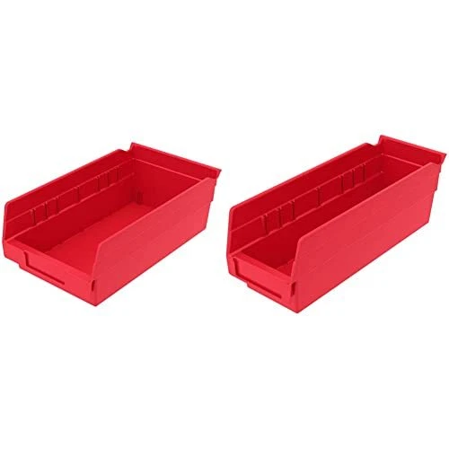 Akro-Mils Set of 12 Shelf Bin Red 4"" H x 6.63"" W x 11.63"" D