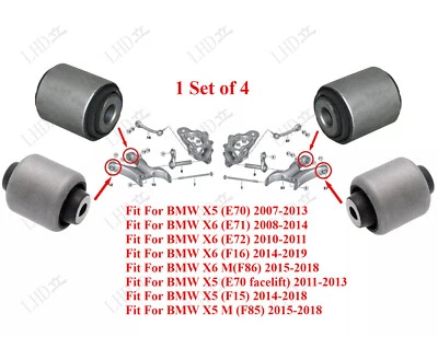 1 Set of 4 Rear Control Swing Arm Bushes 33326770952 33326770951 For BMW X5 X6- - Image 1 of 4