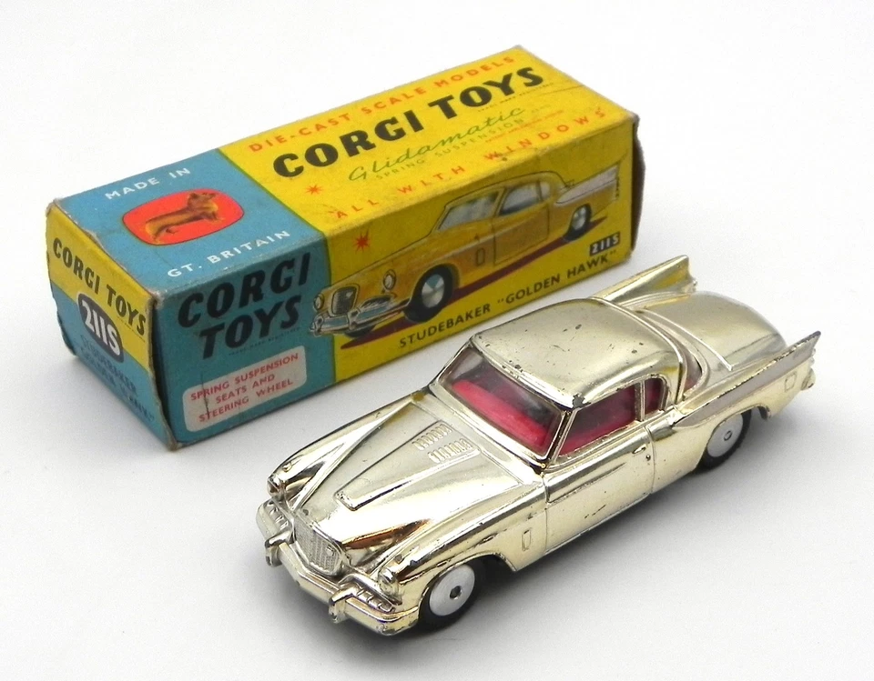 Corgi Cromo Oro Studebaker Golden Hawk No. Juguetes Corgi Inglaterra 211S sin usar, en caja Foto 1 de 4