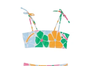 COTTON ON Anita Bikini Swimsuit Top Little Girls 4 Multi Floral Shoulder Tie - Picture 1 of 12