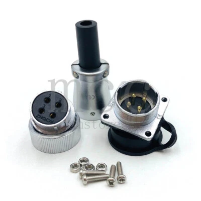 WS24 4 Pin Aviation Waterproof cable Connector,AC DC Industrial Power Connectors - Image 1 of 4
