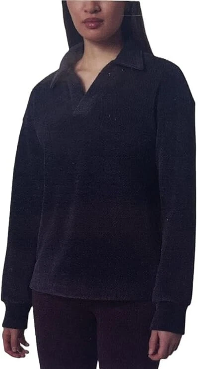 Mondetta Ladies' Corduroy Fleece Pullover Black Size-Large