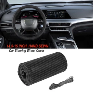 Hand-Stitched DIY Steering Wheel Cover 14.5-15" Carbon Fiber Look For Hyundai - Picture 1 of 9