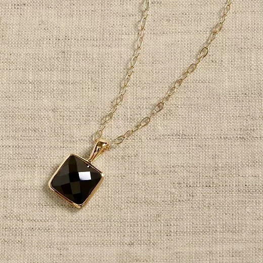 NEW! Aureus + Argent SQUARE FACET NECKLACE — 19” Onyx & Gold-Plated Brass, RARE! - Image 1 of 4