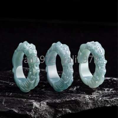 Certified Green Burma Natural A Jade jadeite Carved Zodiac Dragon Ring USA 8-12 - Image 1 of 4