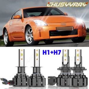For Nissan 350Z 2005-2003 4pcs H1+H7 6000K White LED Headlights Hi/Lo Beam Bulbs - Picture 1 of 19
