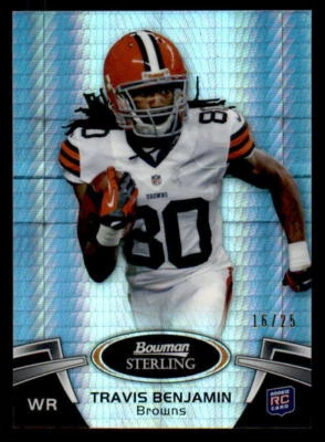 2012 Bowman Sterling Prism Refractor #38 Travis Benjamin Rookie #/25 (ref 25592) - Image 1 of 2
