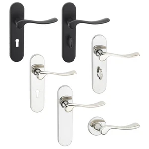 Berkshire Round Rose Metal Lever Latch Door Handle Set Internal & External Use - Picture 1 of 5