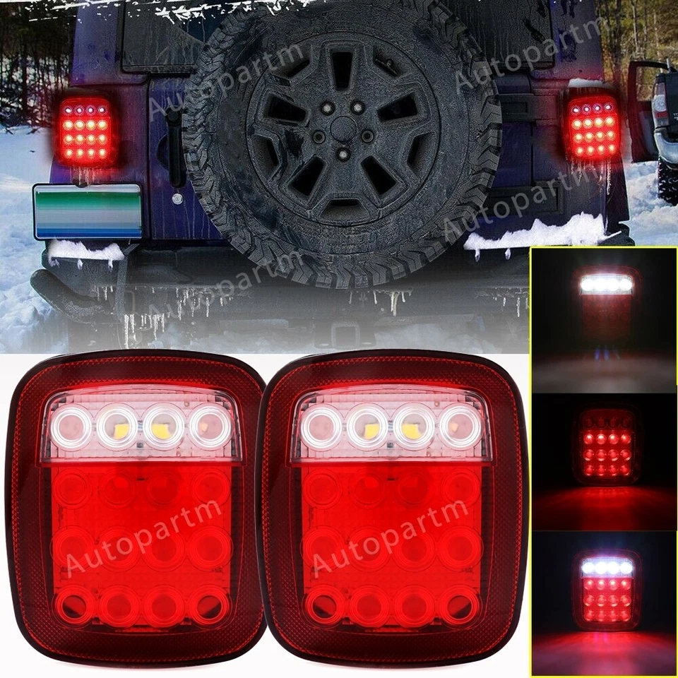 2X LED Tail Lights Rear Brake Lamps Turn Stop Reverse for Jeep Wrangler TJ CJ YJ - Image 1 of 4
