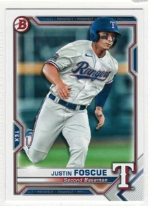 Justin Foscue  2021 Bowman Baseball #BP-41  Rangers - Picture 1 of 2