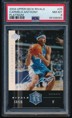 2004 Upper Deck Rivals Platinum #25 Carmelo Anthony /15 PSA 8 NM-MT RARE! - Image 1 of 2