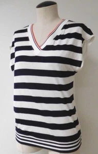 KAREN MILLEN NAVY BLUE & WHITE STRIPE SLEEVELESS BLOUSE TOP - Picture 1 of 5