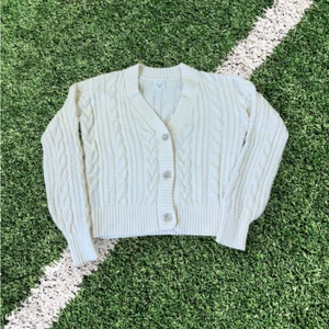 ABERCROMBIE KIDS Girl's 11/12 Button Up Sweater Knit Cardigan White Cute Top - Picture 1 of 7