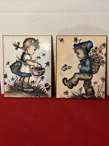 Vintage Colorful Set Of 2 Hummel Masonite Wall Plaques - Picture 1 of 5