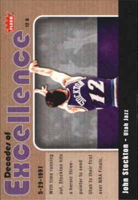 2007-08 Fleer Decades of Excellence Glossy #9 John Stockton Card - Image 1 of 2