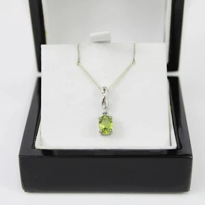 1.67Ct Oval Cut Lab-Created Peridot Drop Women Pendant 14K White Gold Plated - Picture 1 of 4